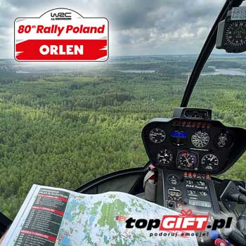 Sightseeing flight by helicopter to 3 afternoon stages of WRC Rally Poland 2024 (Friday)